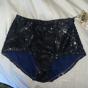 Norma Kamali Navy hot pants Boy Short Sequin - NWT XS